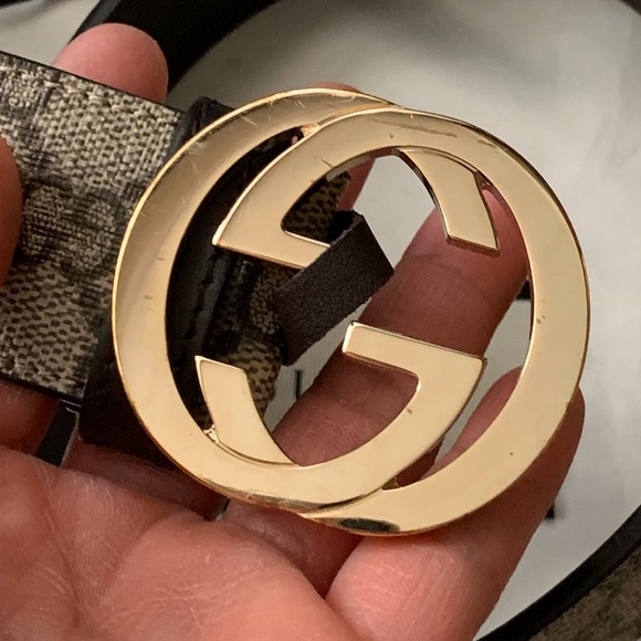 Authentic GUCCI GG Plus Monogram Interlocking G Belt in Dark Brown Size 75 - Picture 3 of 12